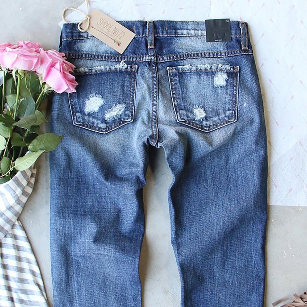 💜 New Distressed Denim Jeans - Picture 4 of 5
